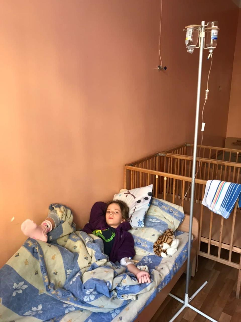 Dasha Makarenko, 10, who has type one diabetes, urgently needed medication after her family fled their home in Chernihiv, northern Ukraine. (John Rice/PA)