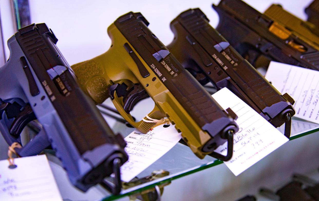 Handguns pictured at Wexler's Wex Gunworks in Delray Beach.