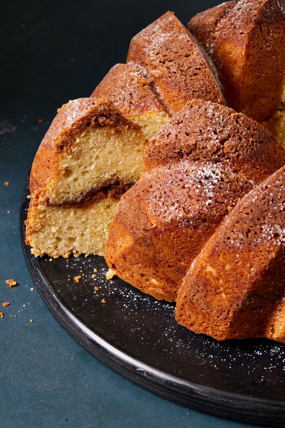 sour cream coffee cake in a bundt pan