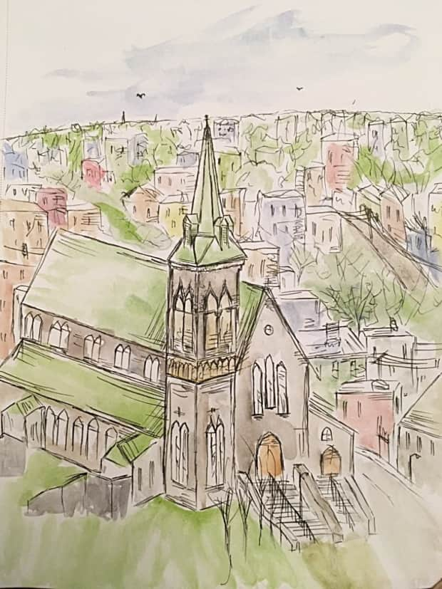 Noseworthy painted St. Patrick's Church in St. John’s, where his grandparents got married, then sent them the artwork as a gift.