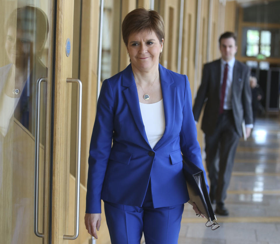 First Minister Nicola Sturgeon arriving for the First Minister�s Statement on Covid-19 at the Scottish Parliament, Holyrood, Edinburgh.