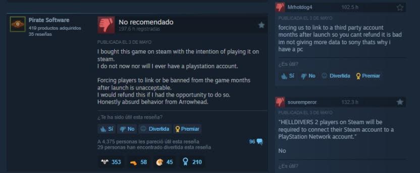 Los jugadores de Helldivers 2 en Steam están molestos