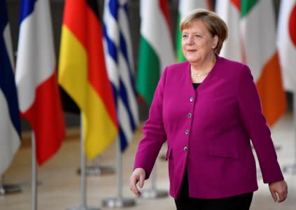 German Chancellor Angela Merkel arrives at the ASEM leaders summit in Brussels, Belgium October 19, 2018. REUTERS/Toby Melville