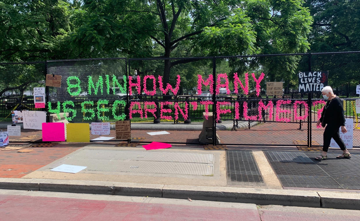 Message from protestors on fencing around the white house, Tuesday June 09, 2020 (Brittany Shepherd)