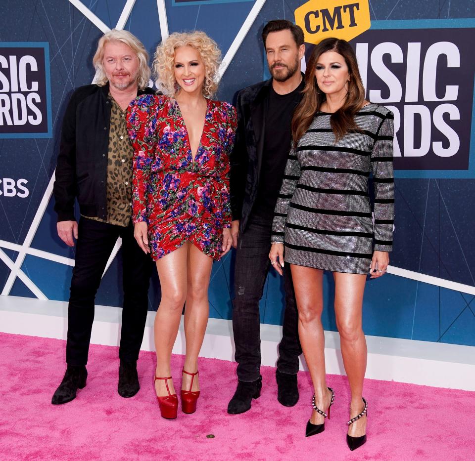 Little Big Town arrives for the CMT Music Awards at Municipal Auditorium in Nashville, Tenn., Monday, April 11, 2022.