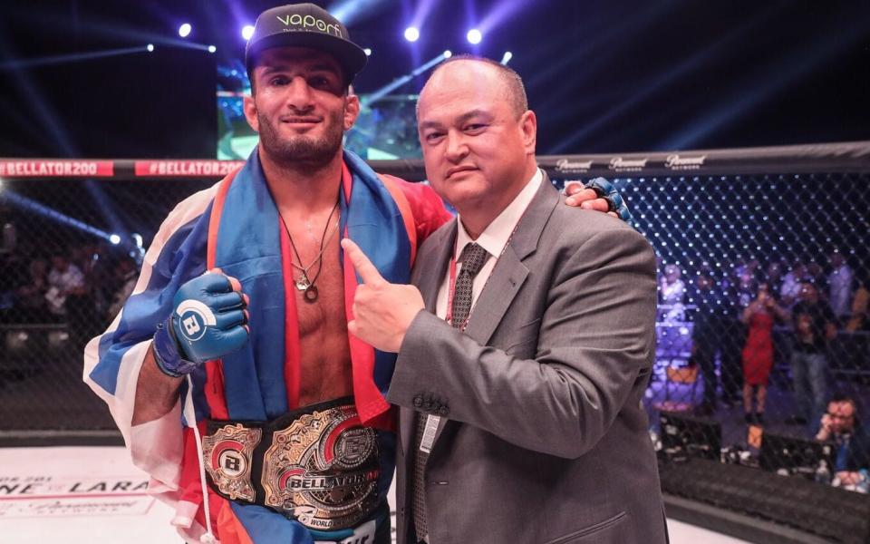 Bellator middleweight champion Gegard Mousasi with the fight league's CEO Scott Coker  - Lucas Noonan/Bellator MMA