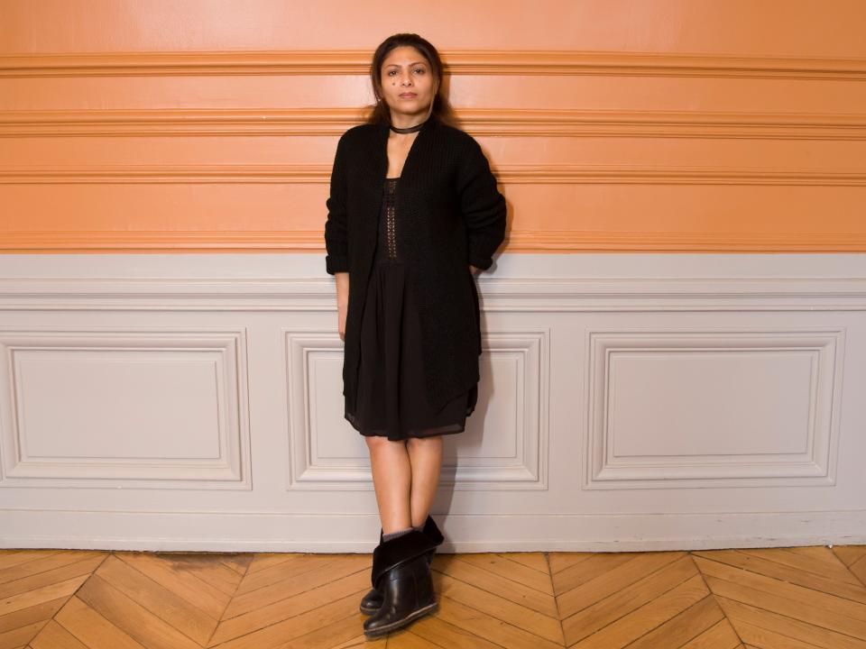 Ensaf Haidar, wife of jailed Saudi blogger Raif Badawi, poses for pictures on January 10, 2018, in Paris.