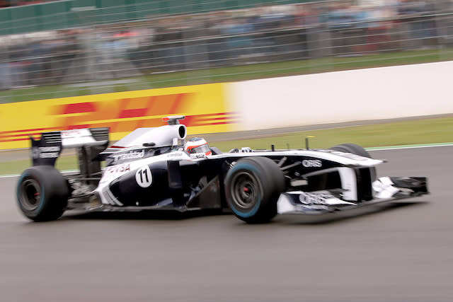 during practice of the Santander British Grand Prix at Silverstone Circuit, Northamptonshire. Friday July 8, 2011.  Photo credit should read: David Davies/PA Wire. RESTRICTIONS: Use subject to restrictions. Editorial use only. No commercial use. Call 44 (0)1158 447447 for further information.