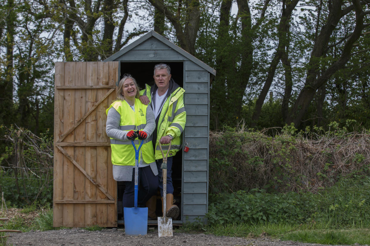 Donna and David Stickley volunteer at Veterans’ Growth near Hastings in Sussex. (Luke MacGregor/Camelot/PA)