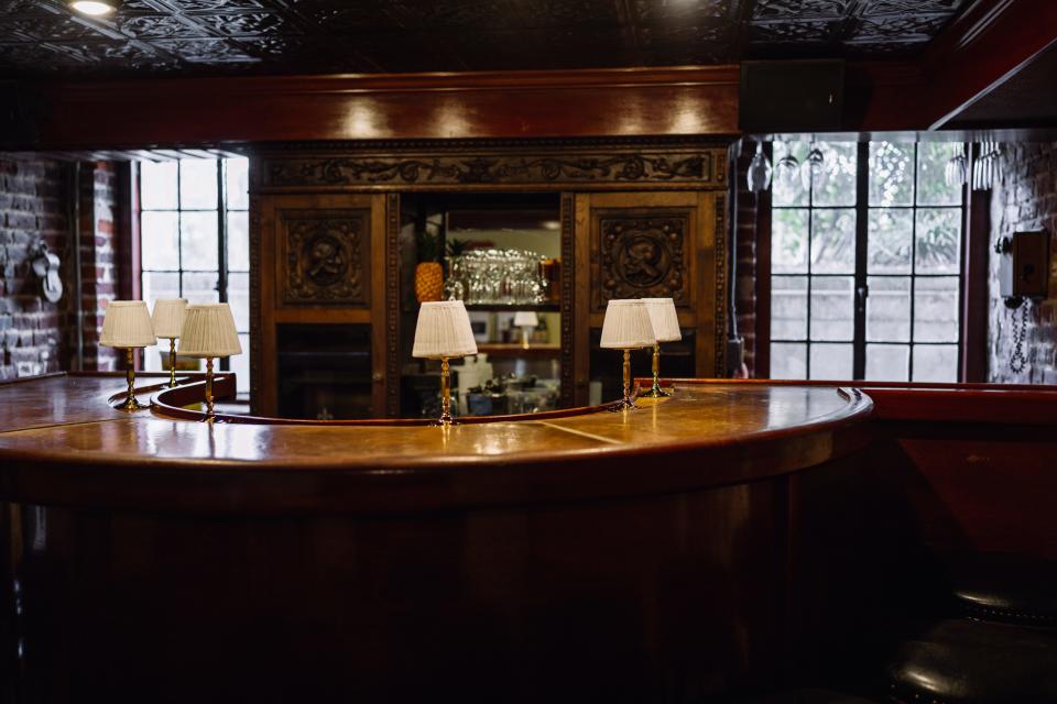 The bourbon tasting room at the 18th century Kenmore Inn in Fredericksburg, VA.