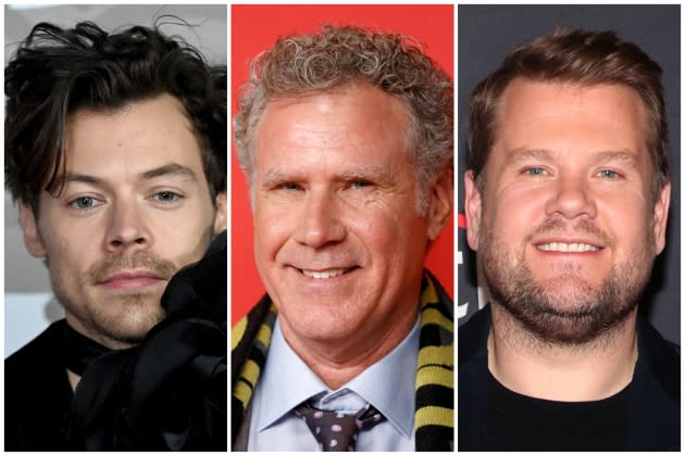 Harry-Styles-Will-Farrell-James-Corden-Late-Late-Show - Credit: Dave J Hogan/Getty Images; David Livingston/WireImage; Tristan Fewings/Getty Images