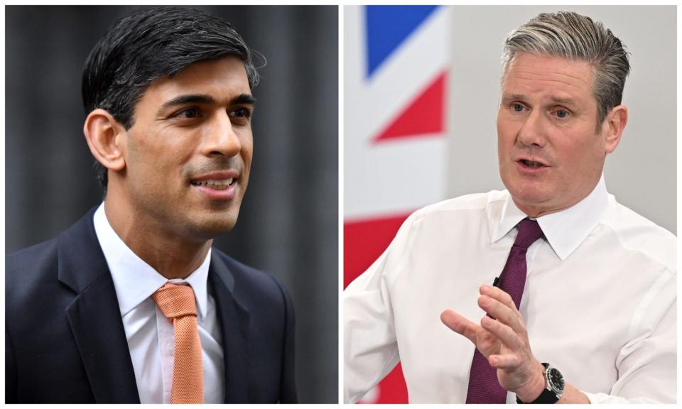 UK Prime Minister Rishi Sunak (L), Labour Party leader  Keir Starmer (R).