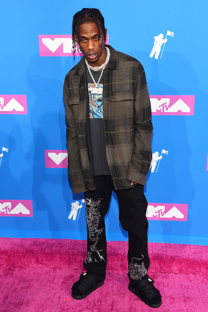 <p>Travis Scott attends the 2018 MTV Video Music Awards at Radio City Music Hall on August 20, 2018 in New York City. (Photo: Nicholas Hunt/Getty Images for MTV) </p>