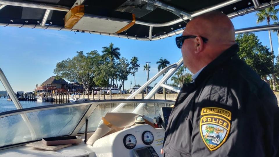 The Cape Coral Police Department's volunteer marine division patrols the city's waterways in  this December 2018 file photo.