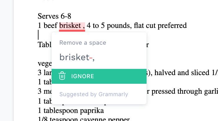 grammarly google docs Ignore suggested edit