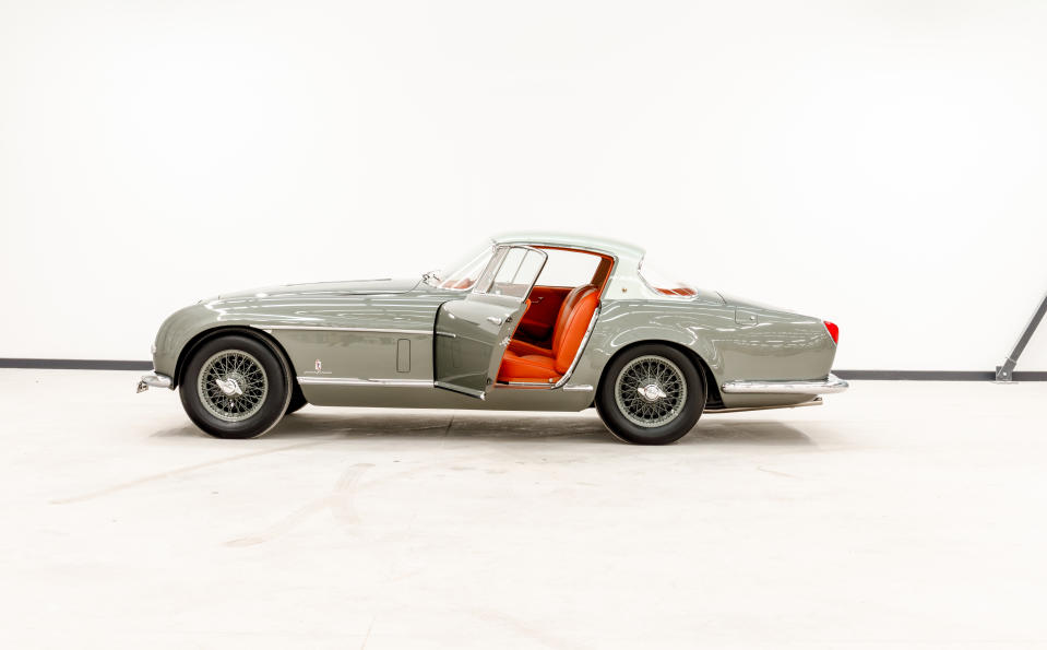 <p>The gleaming, fully restored 1954 Jaguar XK120 SE is shown off in the studio after its pain-staking nuts and bolts restoration. </p>