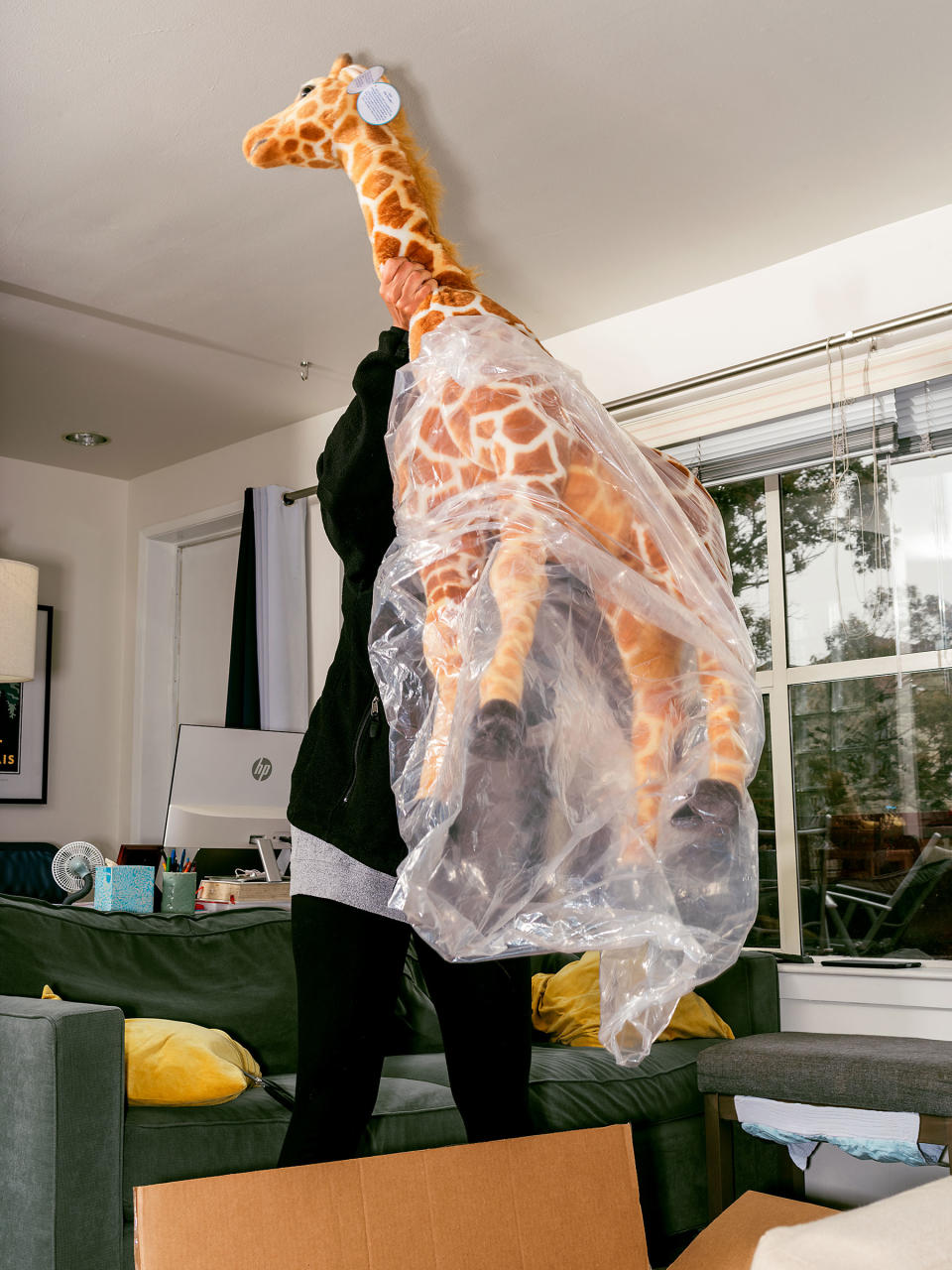 Jani the giraffe is unpacked in San Francisco.<span class="copyright">Kelsey McClellan for TIME</span>