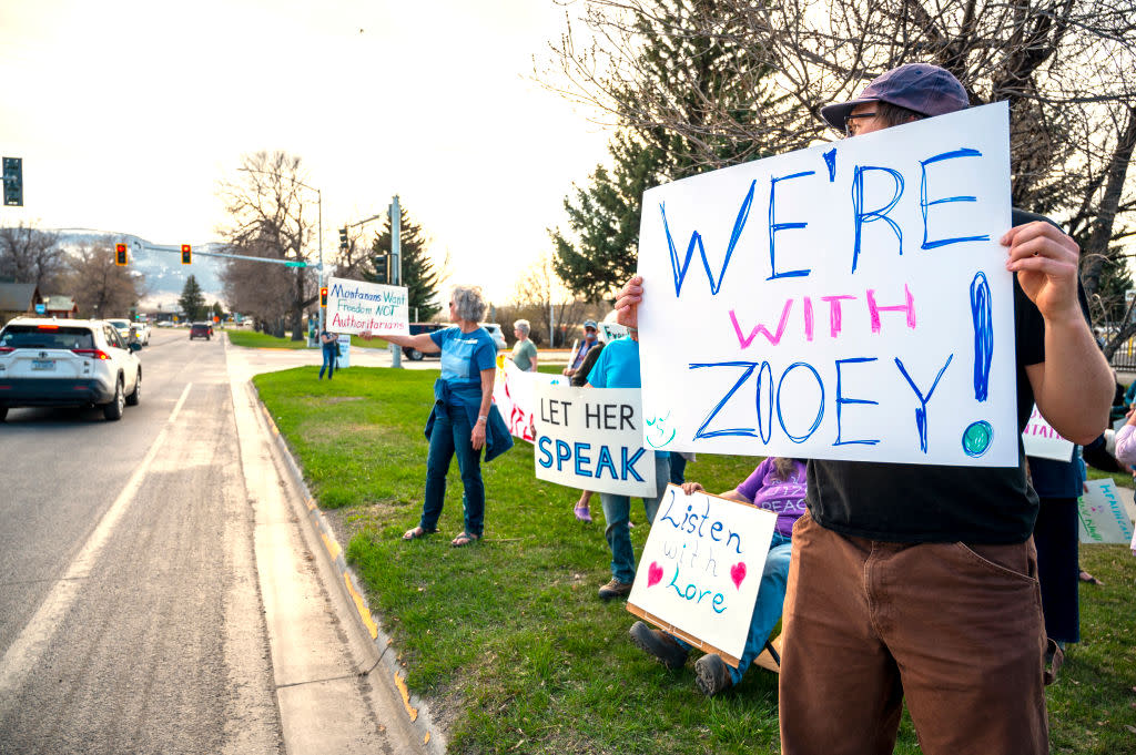 Rally Held In Support Of Montana Transgender Lawmaker Zooey Zephyr