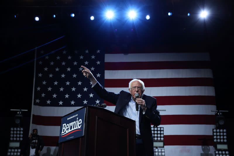 Democratic 2020 U.S. presidential candidate Sanders rallies with supporters in San Jose, California
