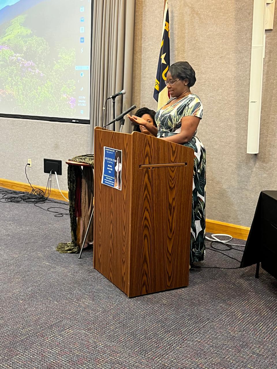 Diana Casteel speaks at the Juneteenth Freedom 2022 program on Saturday at the Henderson County Public Library.