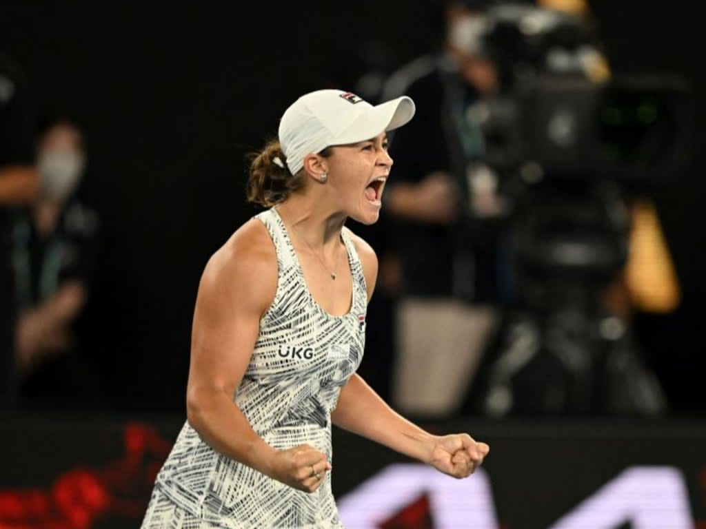 Ashleigh Barty celebrates victory (AFP via Getty Images)