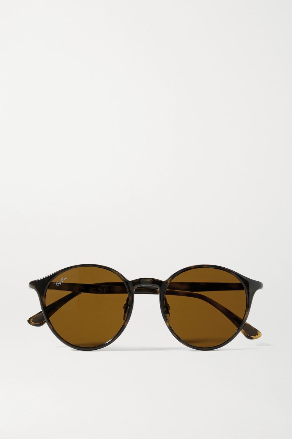 1) Round-Frame Tortoiseshell Acetate Sunglasses