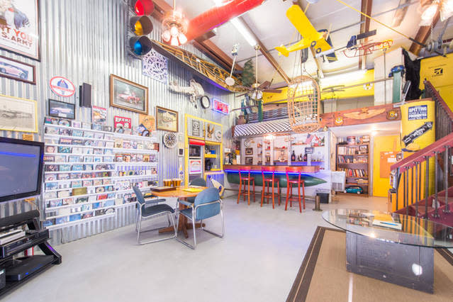 Shaw, a former plumbing contractor and inventor, built the man cave with corrugated metal salvaged from an old fence.