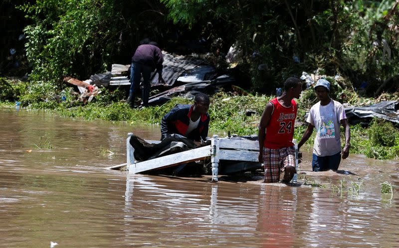 Athi River burst its banks following heavy rainfall in Machakos county near Nairobi