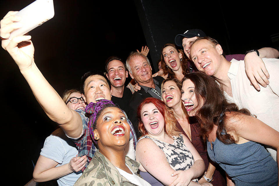 <p>Look, it’s <i>Groundhog Day</i> star Murray snapping a pic with the cast of the Broadway version of his 1993 movie. Wait, have we seen this before? (Photo: Bruce Glikas/Bruce Glikas/FilmMagic) </p>