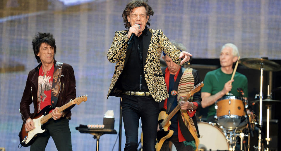 Mick Jagger performing on stage with the Rolling Sones. Source: Getty Images
