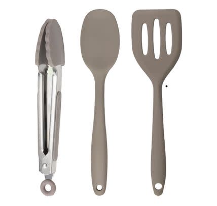 This silicone utensil set that includes a turning spatula, spoon, and some tongs