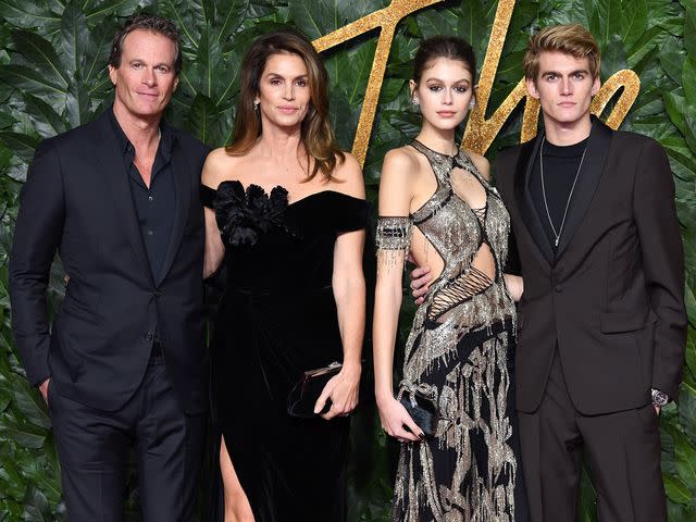 <p>Karwai Tang/WireImage</p> Rande Gerber, Cindy Crawford, Kaia Gerber and Presley Gerber arrive at The Fashion Awards 2018