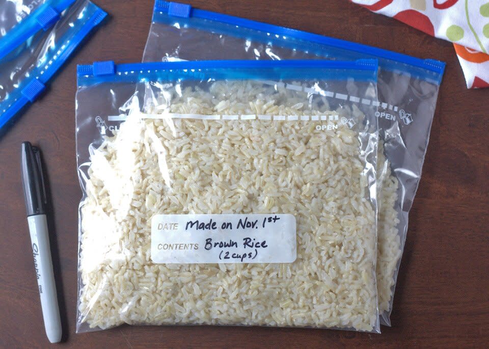 ziplock bag of rice