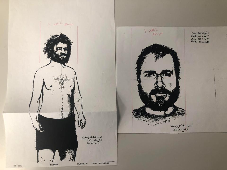 Police composite sketches show a man an eyewitness allegedly said abducted Kentucky woman Heather Teague on Aug. 26, 1995.