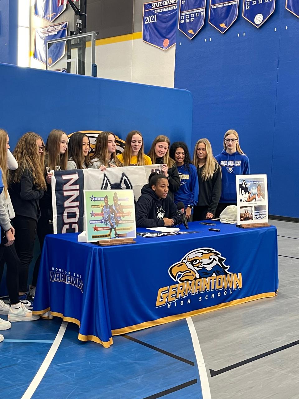 Germantown High School (WI) guard Kamorea Arnold recently announced her commitment to attend the University of Connecticut.