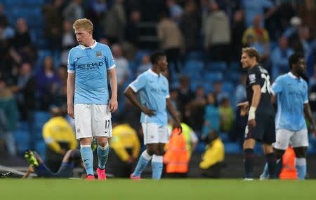 Football - Manchester City v West Ham United - Barclays Premier League - Etihad Stadium - 19/9/15 Manchester City's Kevin De Bruyne looks dejected after the game Action Images via Reuters / Alex Morton Livepic