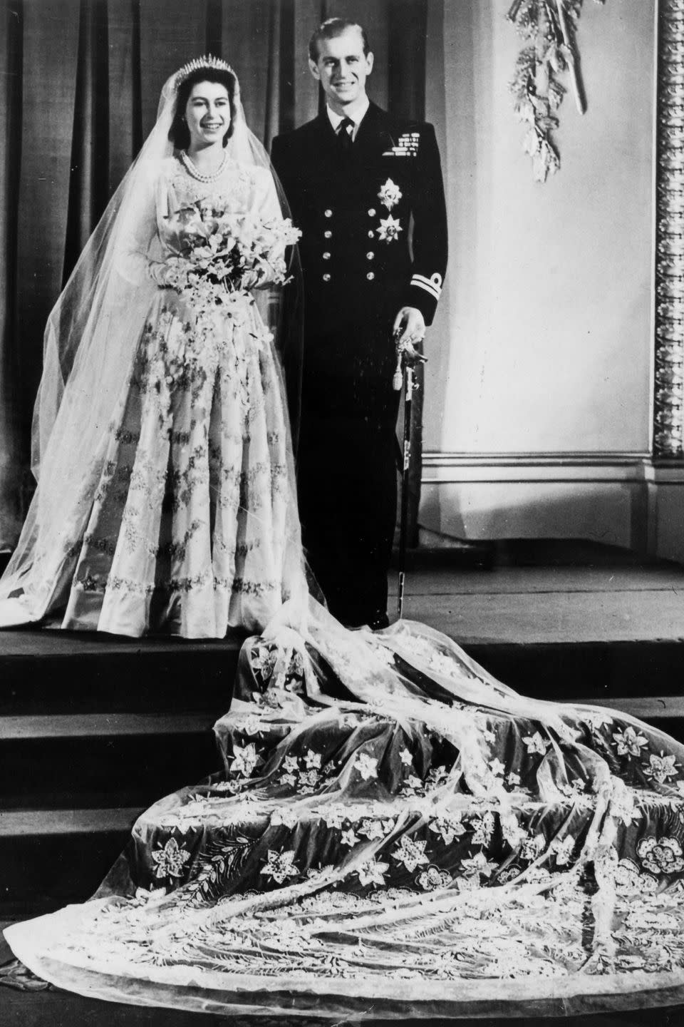 Princess Elizabeth and Prince Philip on their wedding day