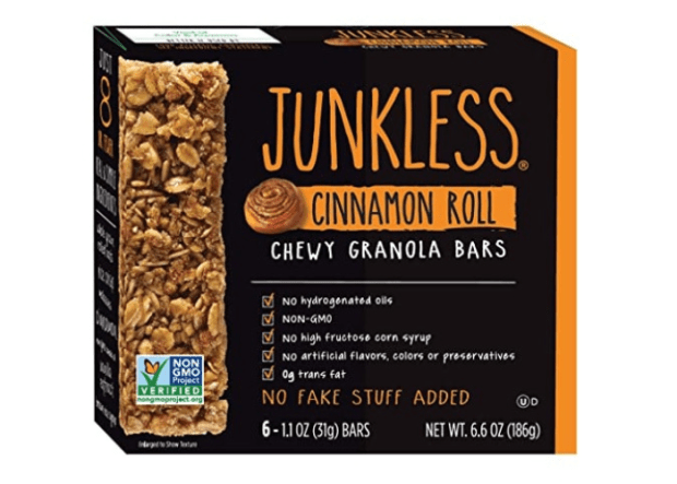 <p><a href="https://junklessfoods.com/" rel="nofollow noopener" target="_blank" data-ylk="slk:Junkless granola bars;elm:context_link;itc:0;sec:content-canvas" class="link ">Junkless granola bars</a></p>