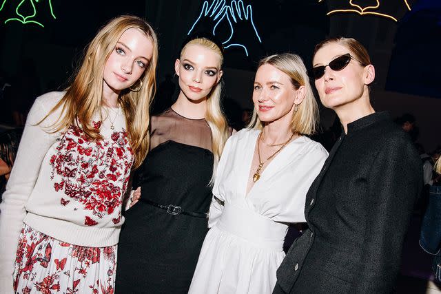 <p>Nina Westervelt/WWD via Getty Images</p> Kai Schreiber, Anya Taylor-Joy, Naomi Watts and Rosamund Pike at Dior Pre-Fall 2024 Show held at the Brooklyn Museum.