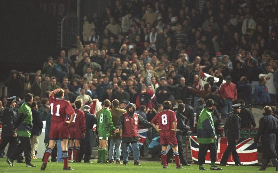 The Ireland-England match was abandoned after 27 minutes due to crowd trouble. - GETTY IMAGES