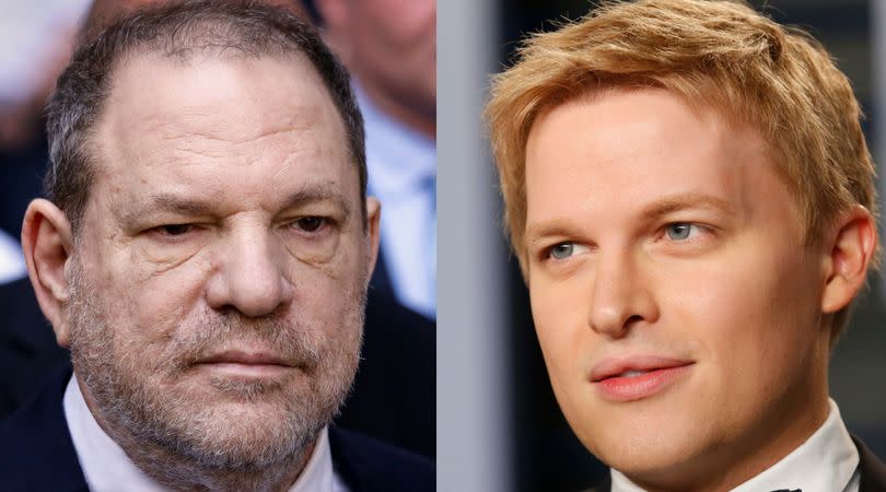 NBC is still furiously denying reports that top executives actively quashed Ronan Farrow&rsquo;s (R) explosive story on Harvey Weinstein (L). (Photo: Reuters / Brendan McDermid / Danny Moloshok)