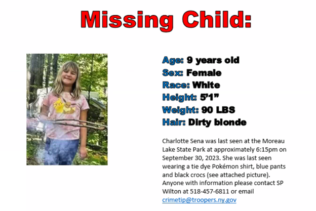 An Amber alert was issued Sunday morning for missing child Charlotte Sena.