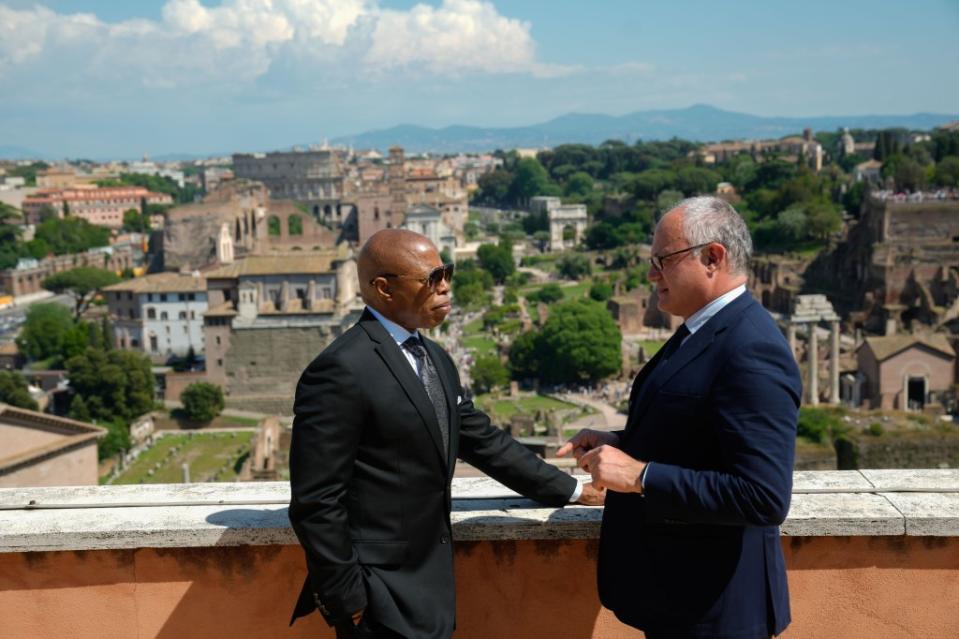 New York City Mayor Eric Adams meets with Mayor of Rome Roberto Gualtieri at Palazzo Senatorio in Rome. Michael Appleton/Mayoral Photography Office