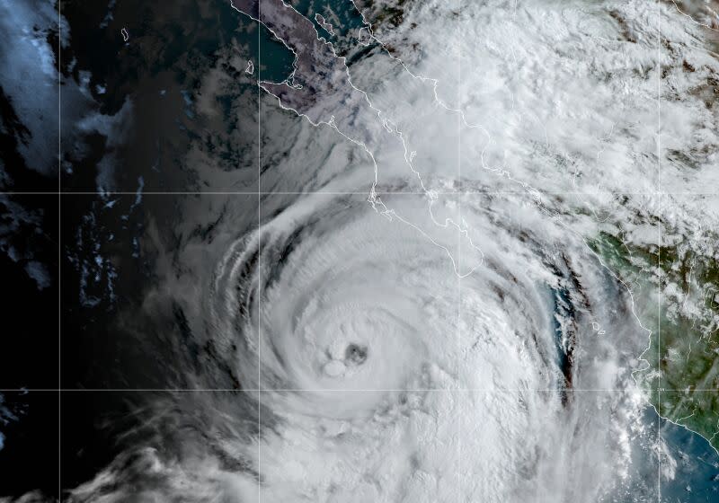 This satellite image made available by NOAA shows Hurricane Kay off the Pacific coast of Mexico