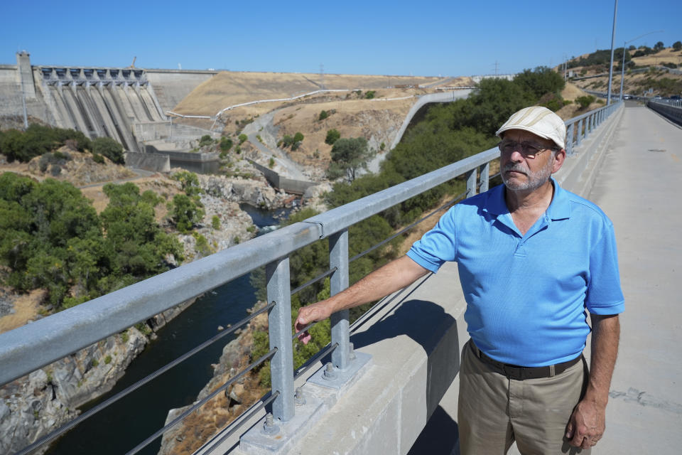 George Booth, executive director of the Floodplain Management Association, is photographed in front of Folsom Dam, Friday, Aug. 16, 2024, in Folsom, Calif. (AP Photo/Godofredo A. Vásquez)