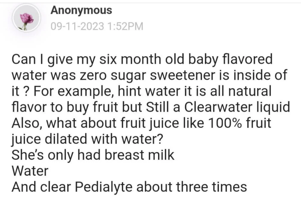 "And clear Pedialyte about three times"