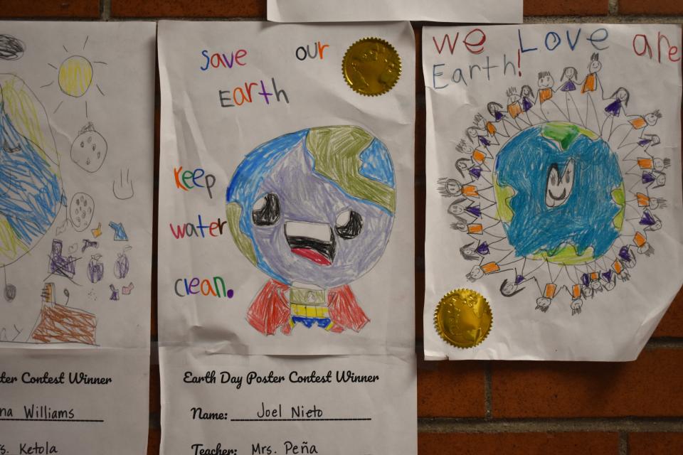 For Earth Day 2024, Michener Elementary School student Joel Nieto created this poster that says, “Save our Earth. Keep water clean.”