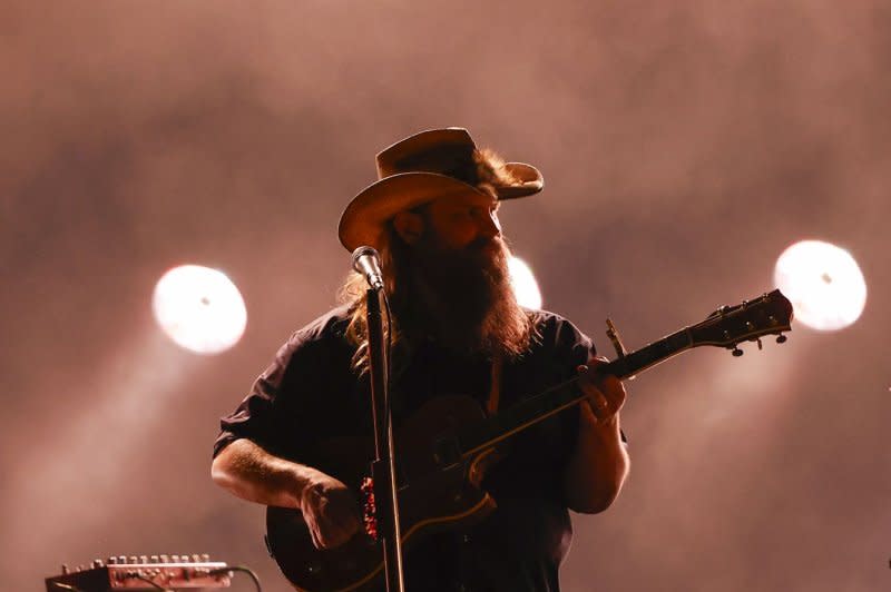 Chris Stapleton performs "White Horse" during the 57th Annual CMA Awards at Bridgestone Arena in Nashville on Wednesday. Stapleton took home the CMA Award for Male Vocalist of the Year. Photo by John Angelillo/UPI