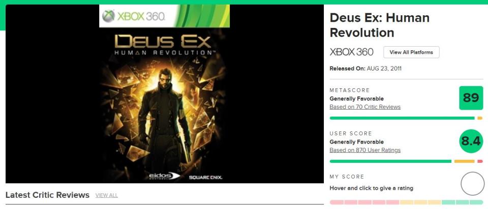 Deus Ex: Human Revolution fue uno de los mejores juegos de su generación