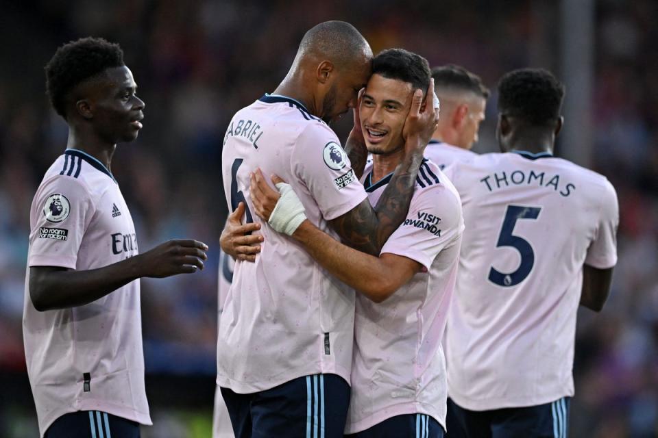 Gabriel Martinelli scored Arsenal’s first goal of the new season. (AFP via Getty Images)